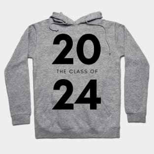 Class Of 2024. Simple Typography 2024 Design for Class Of/ Senior/ Graduation. Black Hoodie